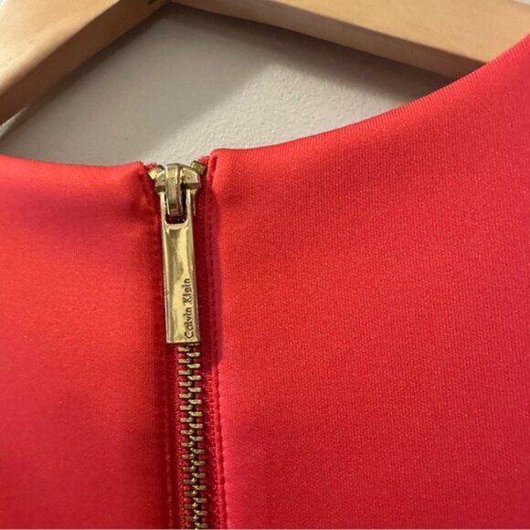 Calvin Klein Red Scuba Sleeveless Sheath Dress Size 4 Classic Office Chic - Picture 9 of 11